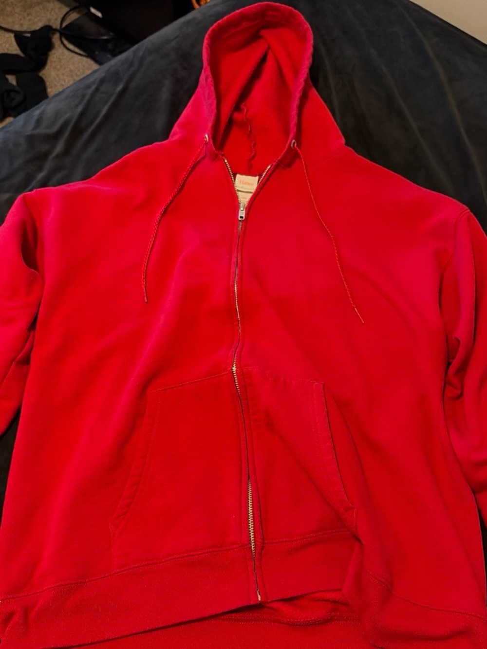 Red Full-Zip Hoodie with Drawstring - Picture 2 of 2